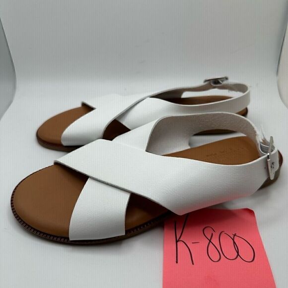 CUSHIONAIRE Women's cross band sandal +Memory Foam 7 WHITE - Picture 3 of 7